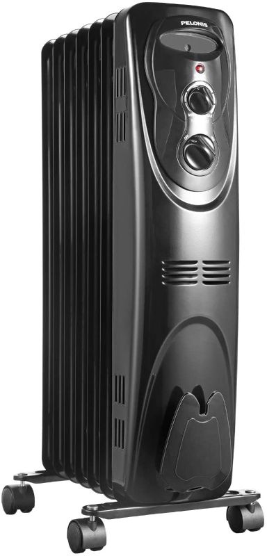 Photo 1 of PELONIS PHO15A2AGB, Basic Electric Oil Filled Radiator,black space heater, 26.10 x 14.20 x 11.00
