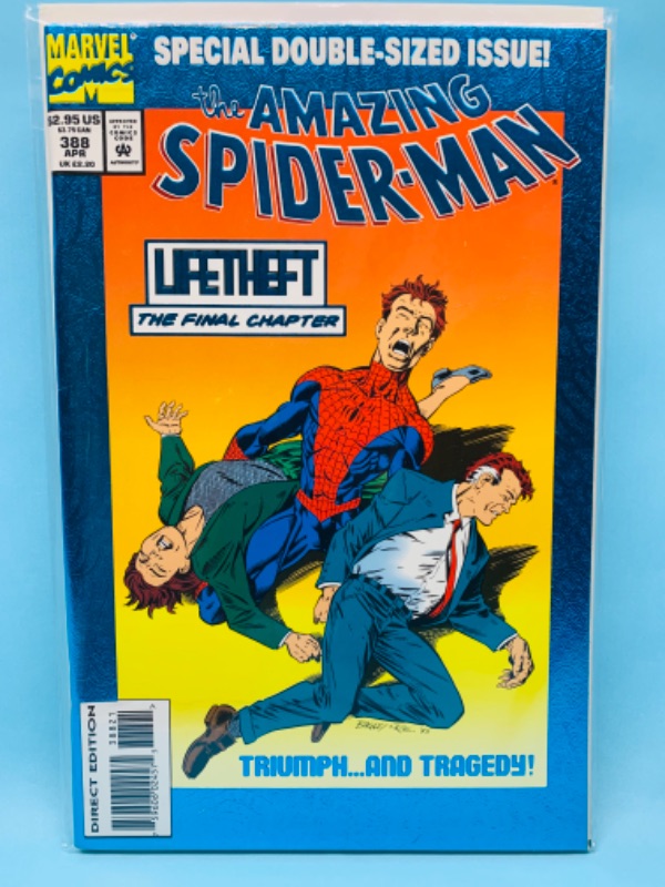 Photo 1 of 802530… The amazing Spider-Man comic 388 blue foil issue in plastic sleeve