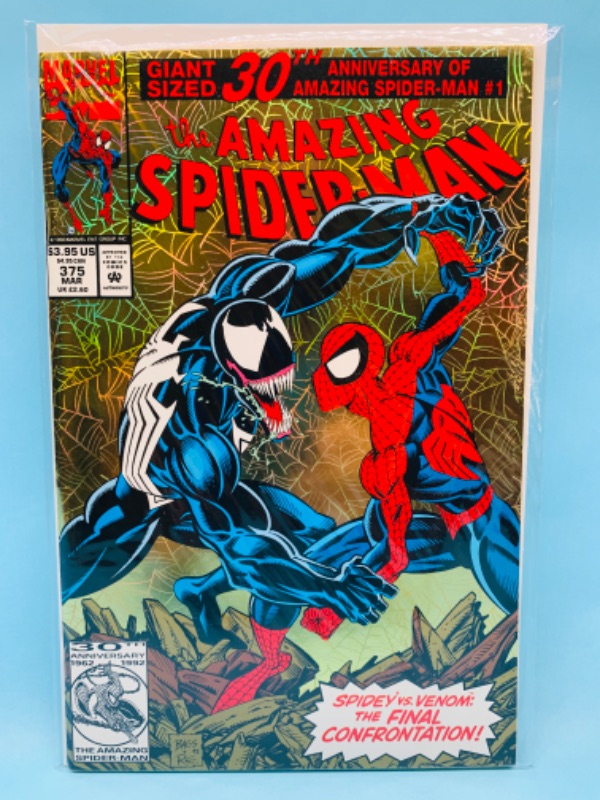 Photo 1 of 802531… The amazing Spider-Man comic 375 30th anniversary gold foil in plastic sleeve