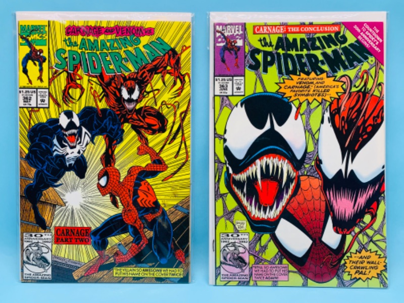 Photo 1 of 802571…highly collectible Spider-Man comics 362 and 363 in plastic sleeves 