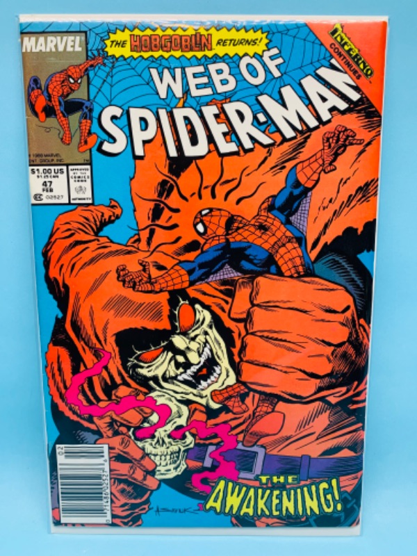 Photo 1 of 802586…web of Spider-Man comic 47 the return of hobgoblin in plastic sleeve 