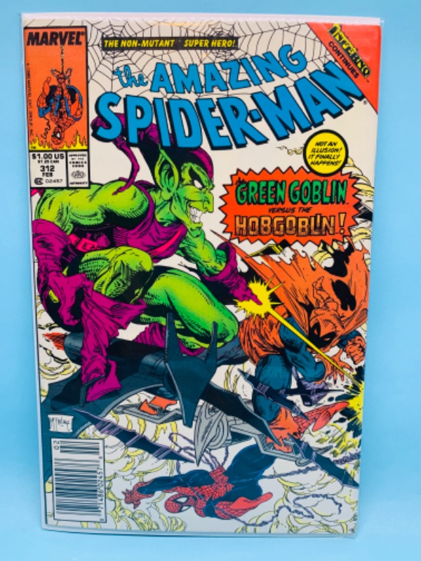 Photo 1 of 802587…amazing Spider-Man comic 312 Green goblin versus the hobgoblin in plastic sleeve