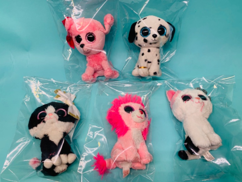 Photo 1 of 802617…5 TY beanie babies boos big eyes dogs and cats in bags 
