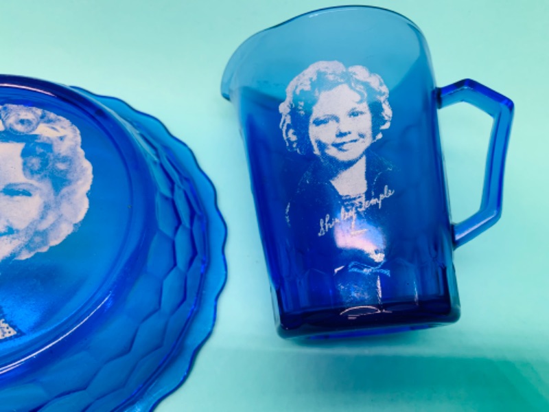 Photo 2 of 802631…vintage Shirley temple blue glassware 