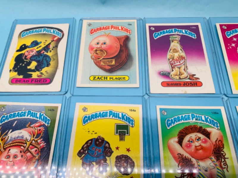 Photo 2 of 802656… 8 vintage garbage pail kids sticker cards in hard plastic sleeves 