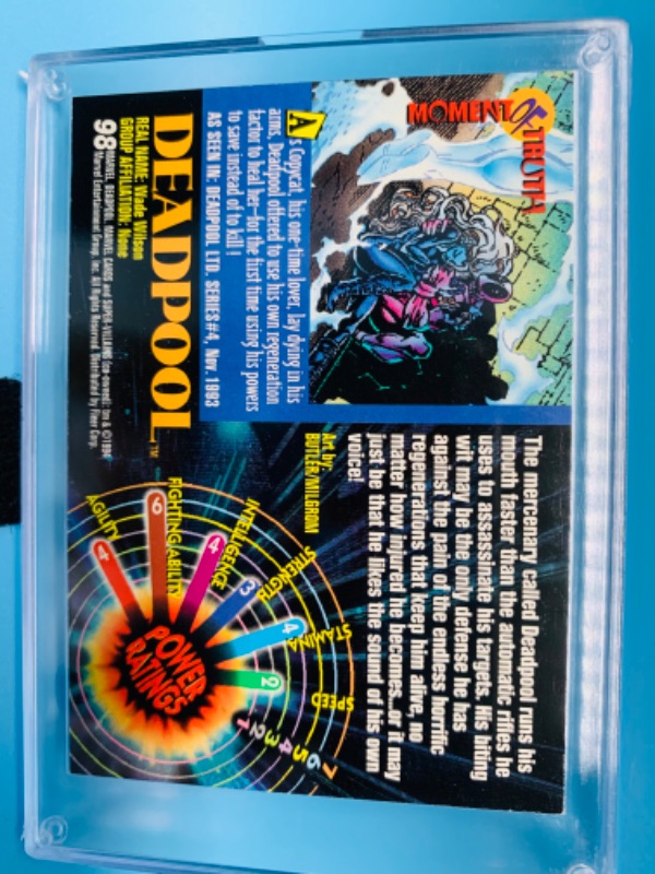 Photo 2 of 802663…marvel universe Deadpool card 98 in hard plastic case 