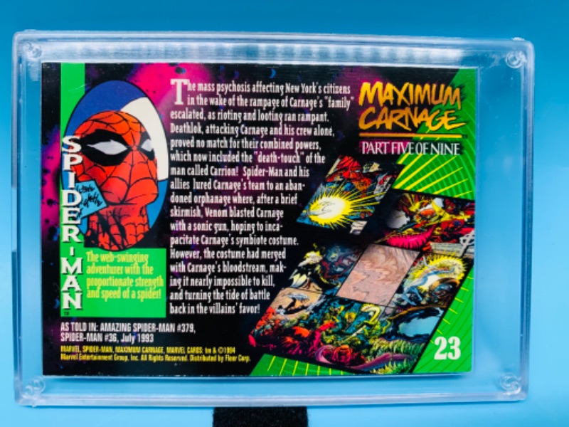 Photo 2 of 802667…marvel universe spider-Man maximum carnage card 23 in hard plastic case