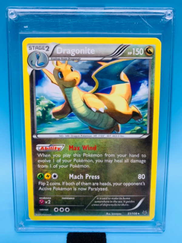 Photo 1 of 802673…Pokémon dragonite card 51/108 in hard plastic case 