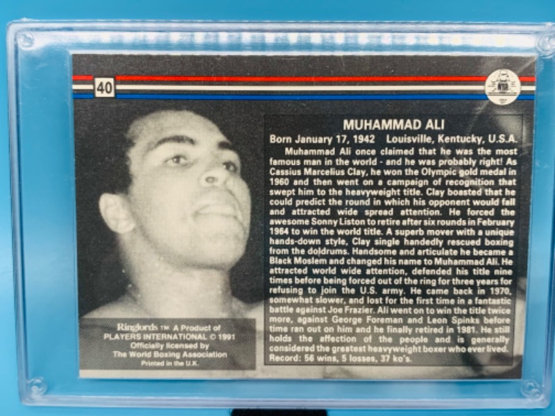 Photo 2 of 802682…ringlords Muhammad Ali card 40 in hard plastic case 