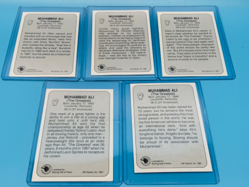 Photo 2 of 802687…5 Muhammad Ali trading cards in hard plastic sleeves 