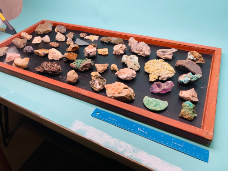 Photo 3 of 802691…xxlarge display with 45+ Gemstones, geodes, crystals, and rocks includes  case and glass cover 3 foot x 17” case 