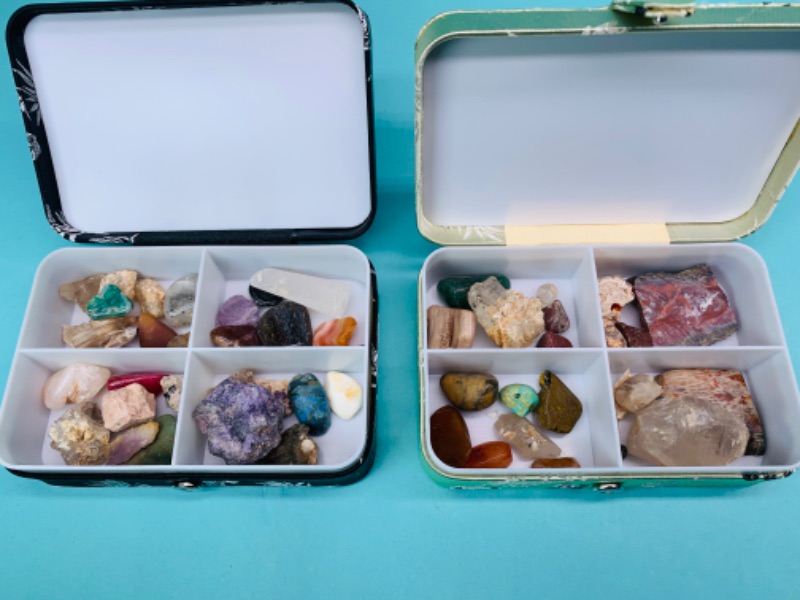 Photo 3 of 802694…two small boxes of gem stones, crystals, and geodes 