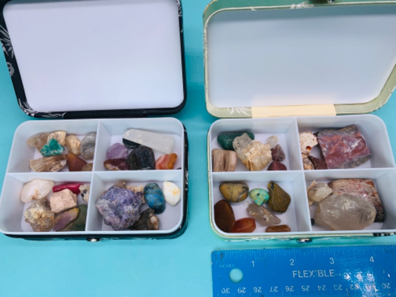 Photo 1 of 802694…two small boxes of gem stones, crystals, and geodes 