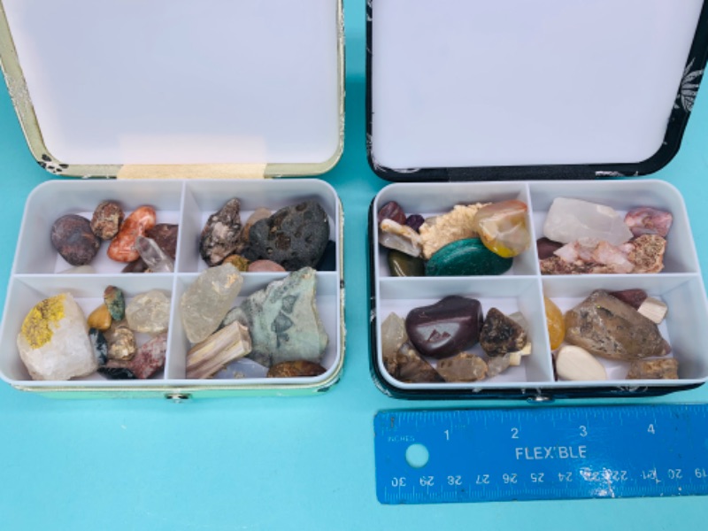 Photo 1 of 802696…2 small boxes of gem stones, crystals, and geodes 