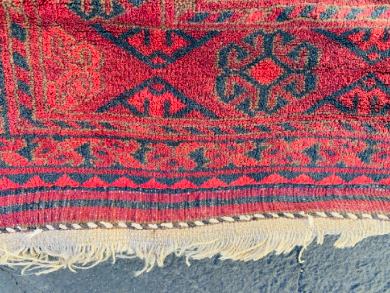 Photo 8 of 802697…xxlarge 10 x 14 foot premium antique afghan rug needs cleaning- border frills on one side have been cut - see photos 