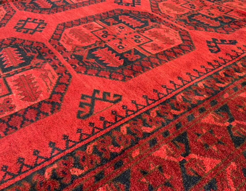 Photo 4 of 802697…xxlarge 10 x 14 foot premium antique afghan rug needs cleaning- border frills on one side have been cut - see photos 