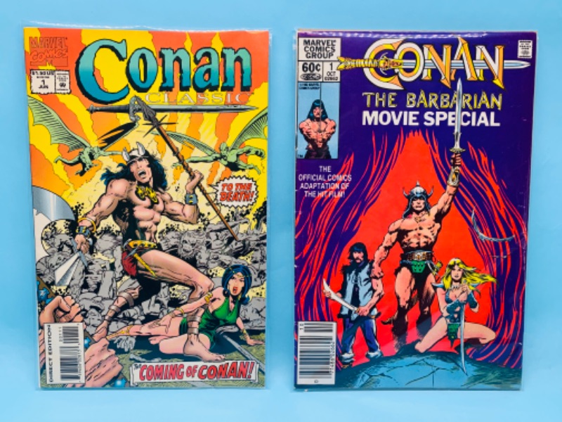 Photo 1 of 802774…two vintage Conan #1 comics in plastic sleeves 