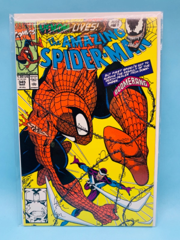 Photo 1 of 802794… 1st appearance Cletus kasady infected venom Spider-Man comic 345 in plastic sleeve