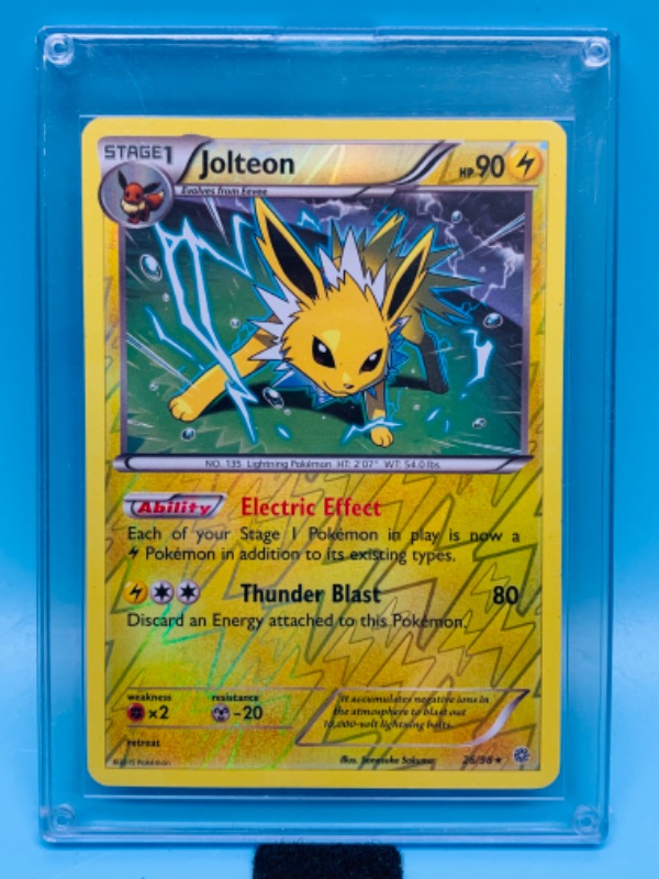 Photo 1 of 802817…Pokémon jolteon holo card 26/98 in hard plastic case 