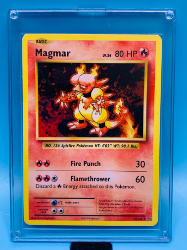 Photo 1 of 802819…Pokémon magmar 20/108 card in hard plastic case 