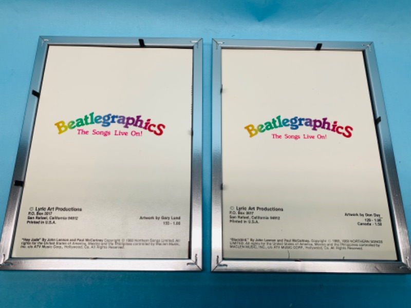 Photo 3 of 802846…vintage 1968 and 1969 Beatlegraphics framed lyric cards- see photos 