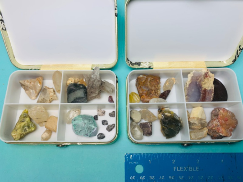 Photo 1 of 802878…2 small boxes of gemstones, crystals, geodes, and rocks 