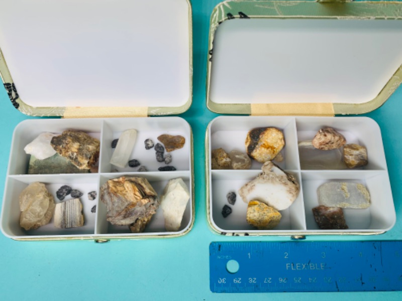 Photo 1 of 802879…2 small boxes of gemstones, crystals, geodes, and rocks 