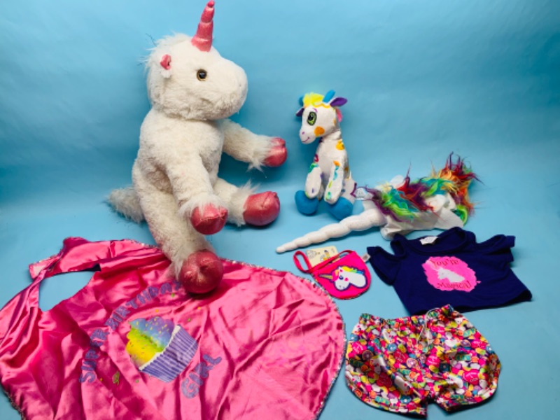 Photo 1 of 802887…unicorn plushies, cape, build a bear clothing 