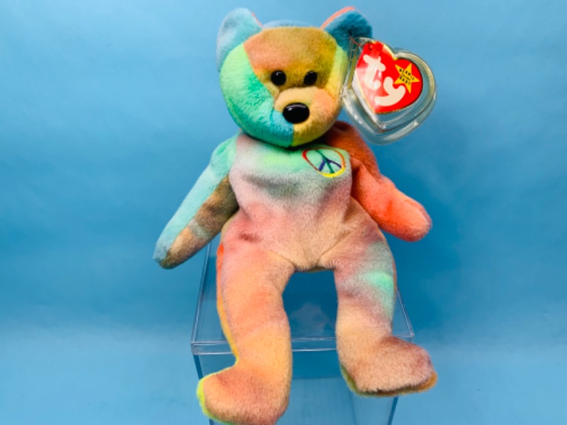 Photo 3 of 802893…TY beanie baby Peace bear in display case 