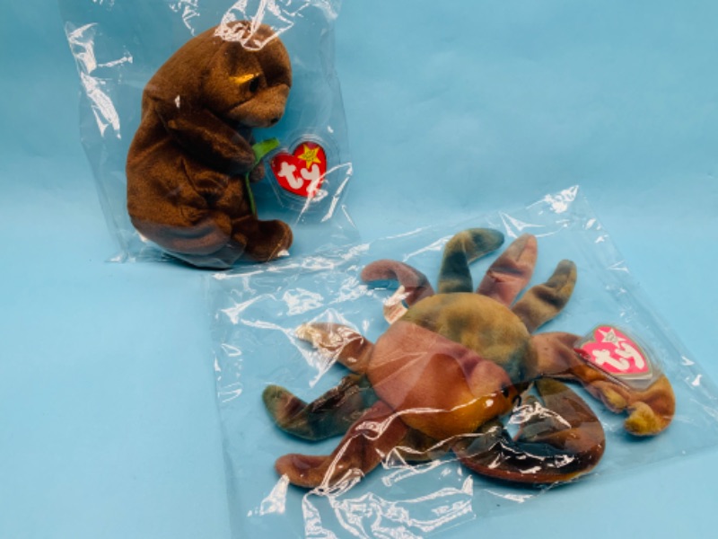 Photo 1 of 802894…TY beanie babies Seaweed and Claude in plastic bags 