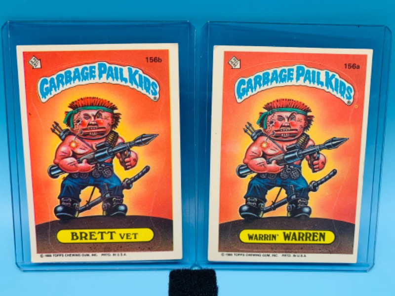 Photo 1 of 802895…2 vintage garbage pail kids sticker cards in hard plastic sleeves 