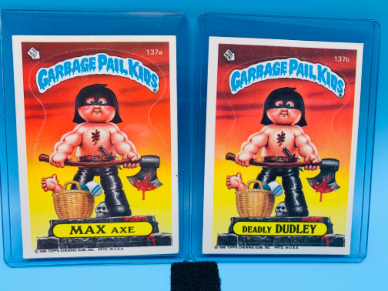 Photo 1 of 802896…2 vintage garbage pail kids sticker cards in hard plastic sleeves 