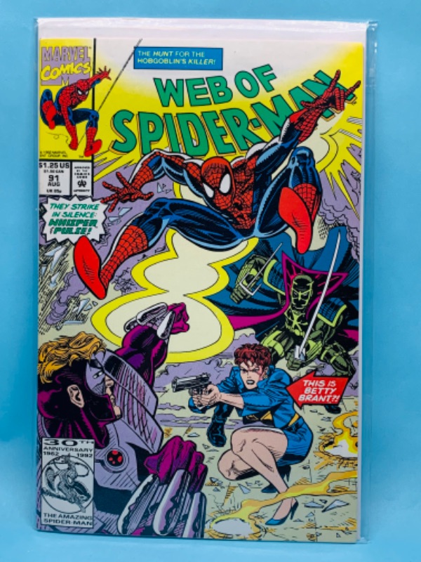 Photo 1 of 802914… vintage web of Spider-Man comic 91 in plastic sleeve