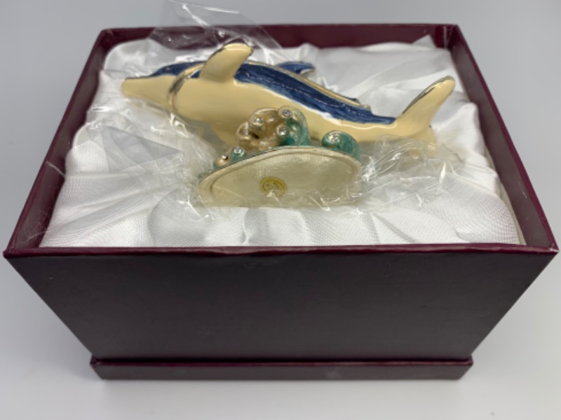 Photo 2 of 802932…4” impulse jeweled and crystal enamel hinged trinket box in satin lined box 