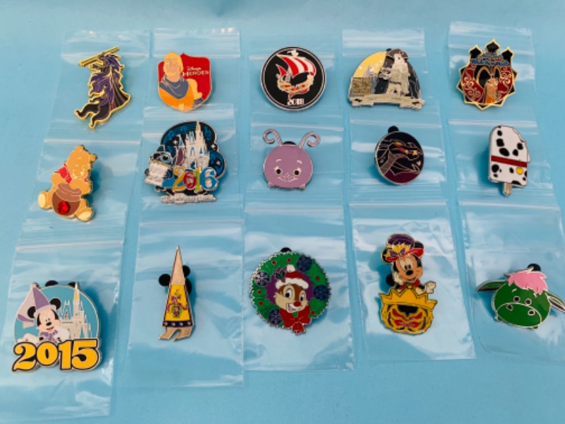 Photo 1 of 803023…15 Disney pins in plastic bags 