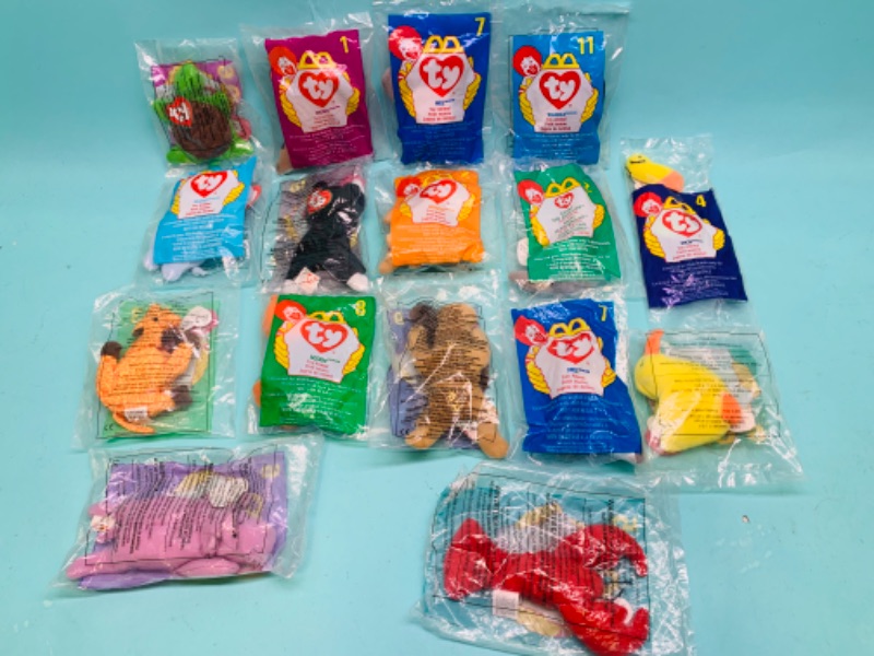 Photo 1 of 803054…16 vintage McDonald’s  TY beanie babies in plastic 