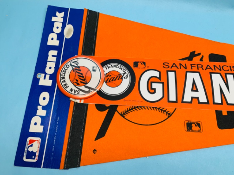 Photo 2 of 803055…vintage San Francisco Giants pennant, pin, and bumper sticker 