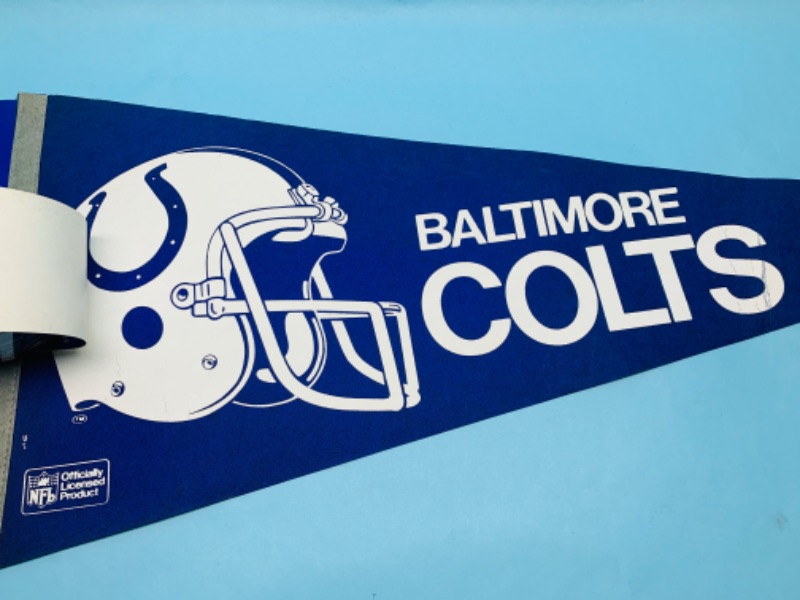 Photo 2 of 803059…vintage Baltimore colts pennant, pin, and bumper sticker 