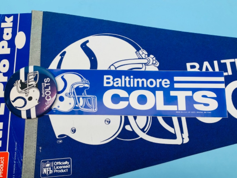 Photo 4 of 803059…vintage Baltimore colts pennant, pin, and bumper sticker 