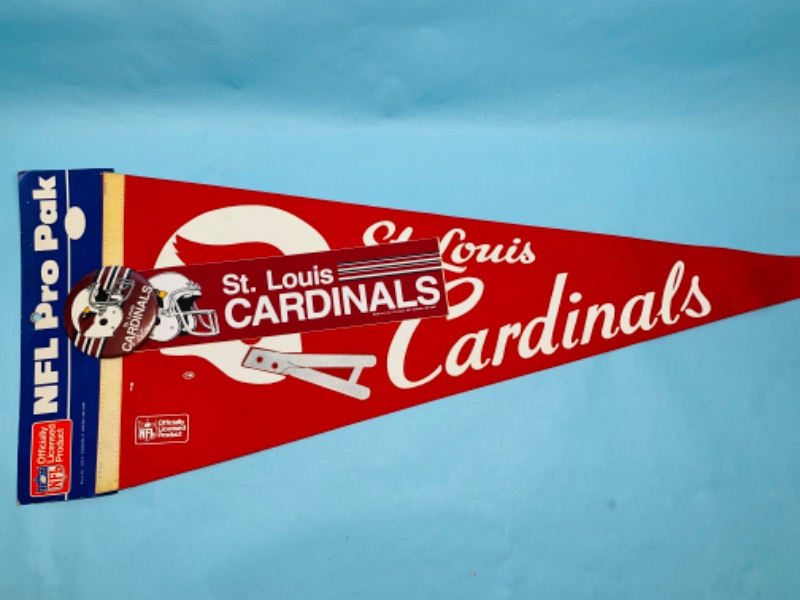 Photo 1 of 803060…vintage St. Louis Cardinals pennant, pin, and bumper sticker 