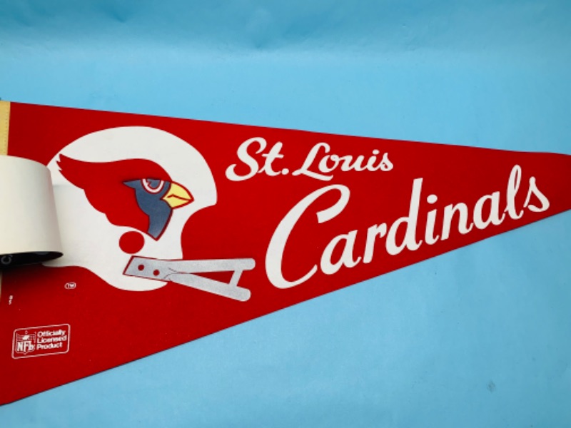 Photo 2 of 803060…vintage St. Louis Cardinals pennant, pin, and bumper sticker 