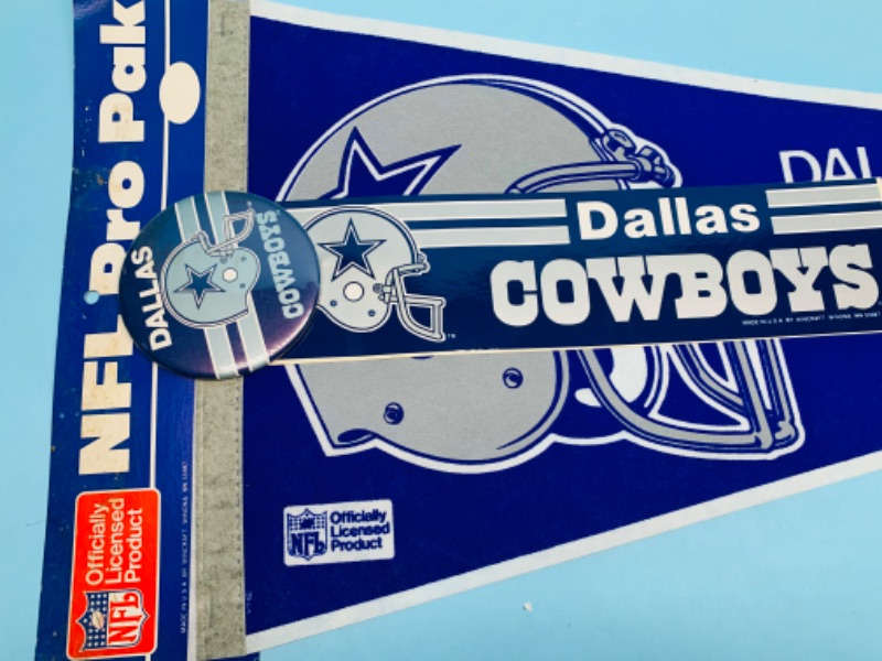 Photo 3 of 803061…vintage Dallas cowboys pennant, pin, and bumper sticker 