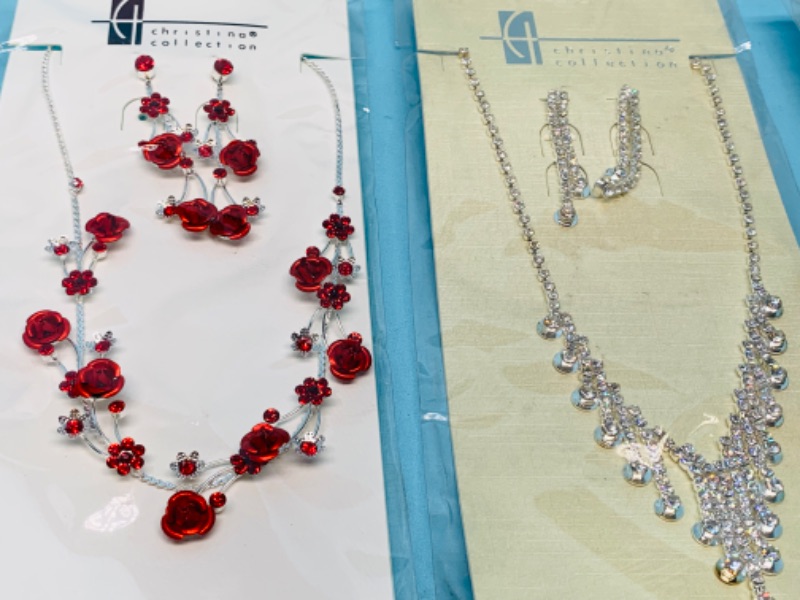 Photo 3 of 803065…3 fashion jewelry necklace and pierced earrings sets in packages by Christina collection 