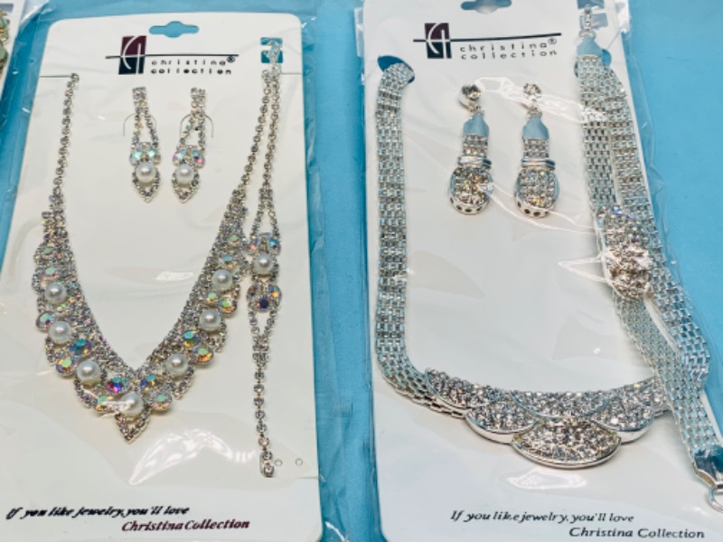 Photo 1 of 803066…3 fashion jewelry necklace, bracelet, and pierced earrings sets in packages by Christina collection 