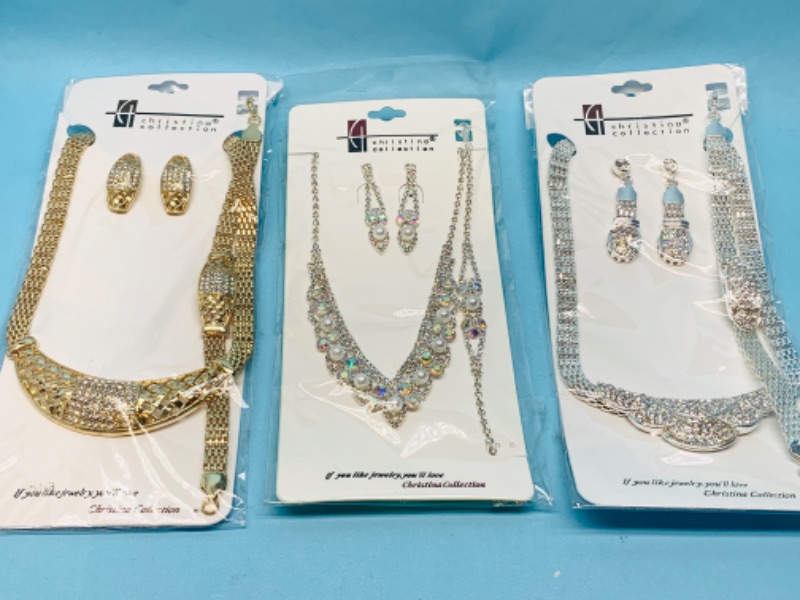 Photo 1 of 803066…3 fashion jewelry necklace, bracelet, and pierced earrings sets in packages by Christina collection 