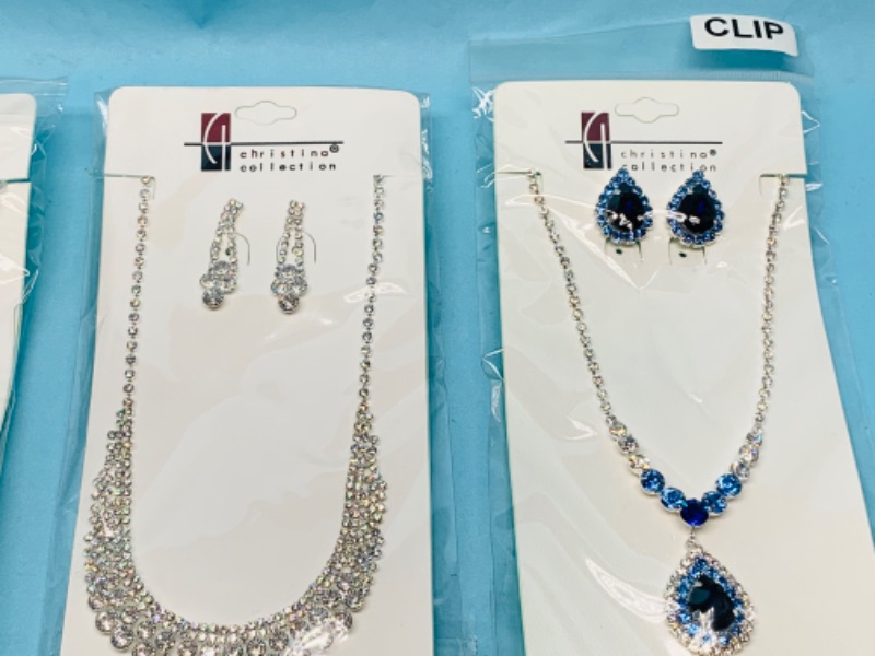 Photo 3 of 803067… 3 fashion jewelry necklace, pierced , and clip earrings sets in packages by Christina collection 