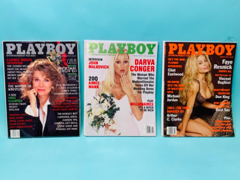 Photo 1 of 803082…3 playboy magazines in plastic sleeves 