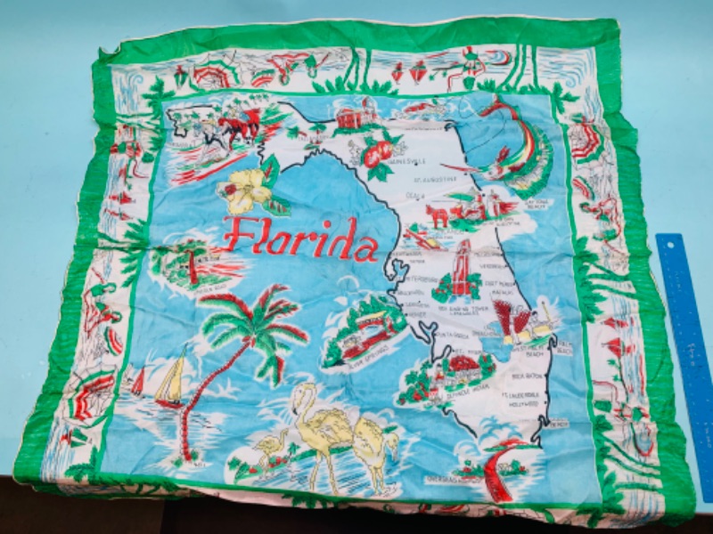 Photo 1 of 803104…vintage silk Florida map scarf 