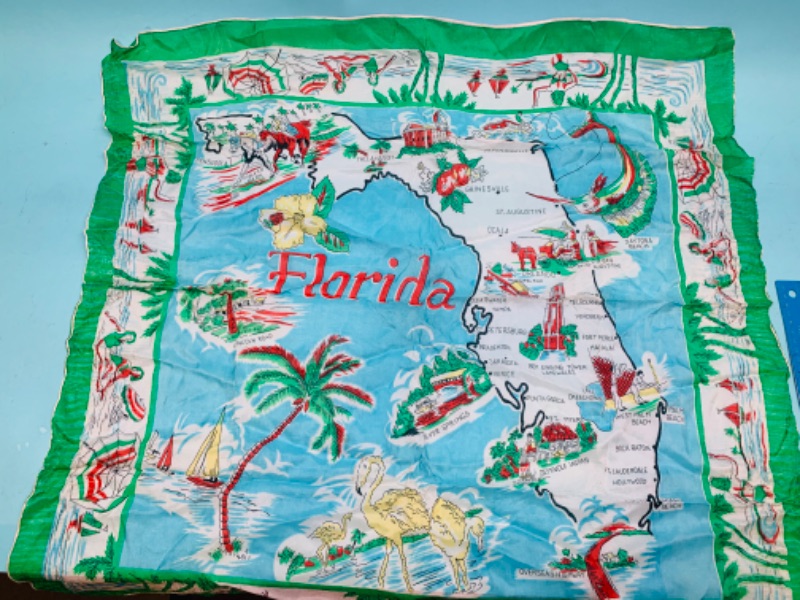 Photo 3 of 803104…vintage silk Florida map scarf 