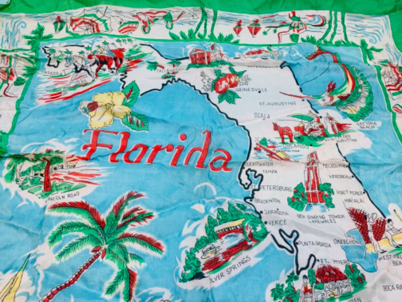 Photo 1 of 803104…vintage silk Florida map scarf 